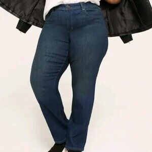 Lane Bryant Women's Blue Straight Leg High Rise Stretch Jeans Plus Size 20 Short